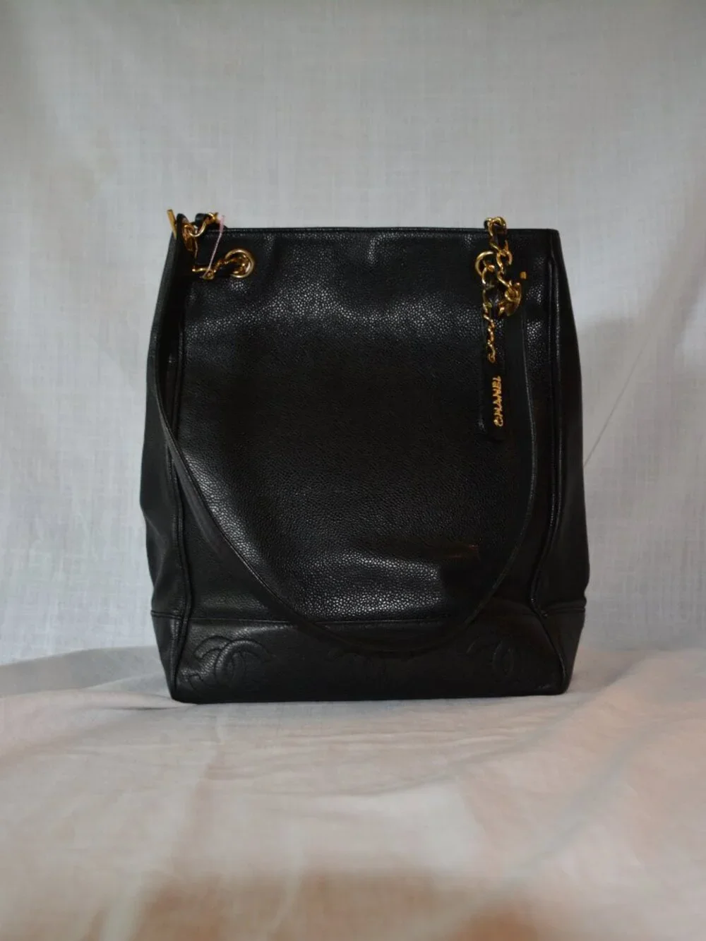 Chanel Caviar Leather Triple CC Shoulder Tote
